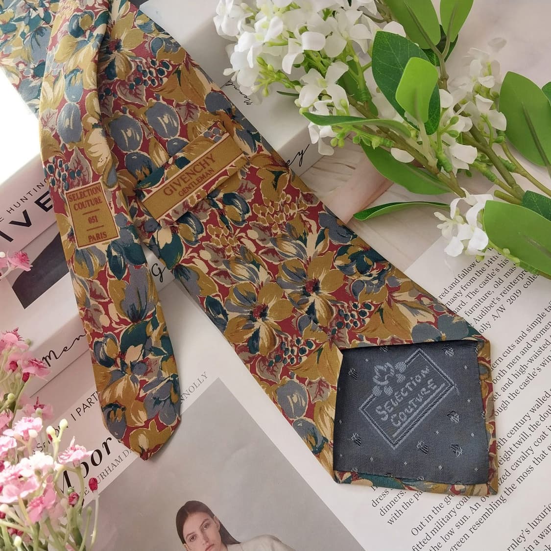 지방시 실크 브라운 플라워 쿠튀르 넥타이 9.6cm A+등급 K1558
 상품이미지4