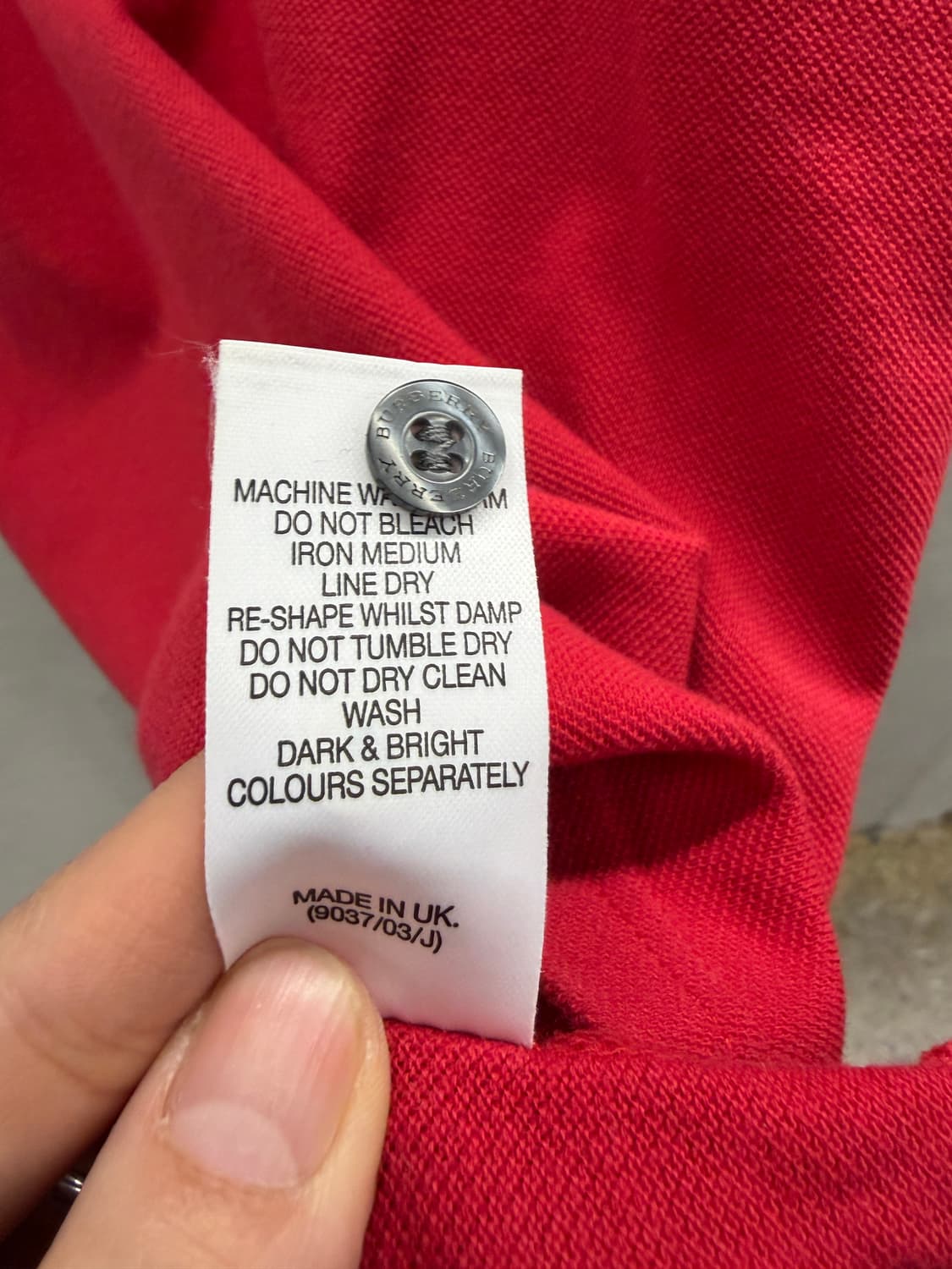 버버리 카라 반팔 티셔츠 레드 S 상품이미지5