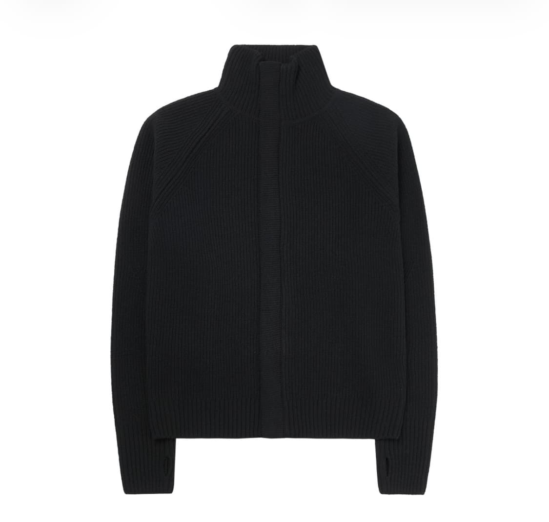 토니웩 슈퍼 파인 메리노 울 플래킷 집업 니트 블랙 L 상품이미지1