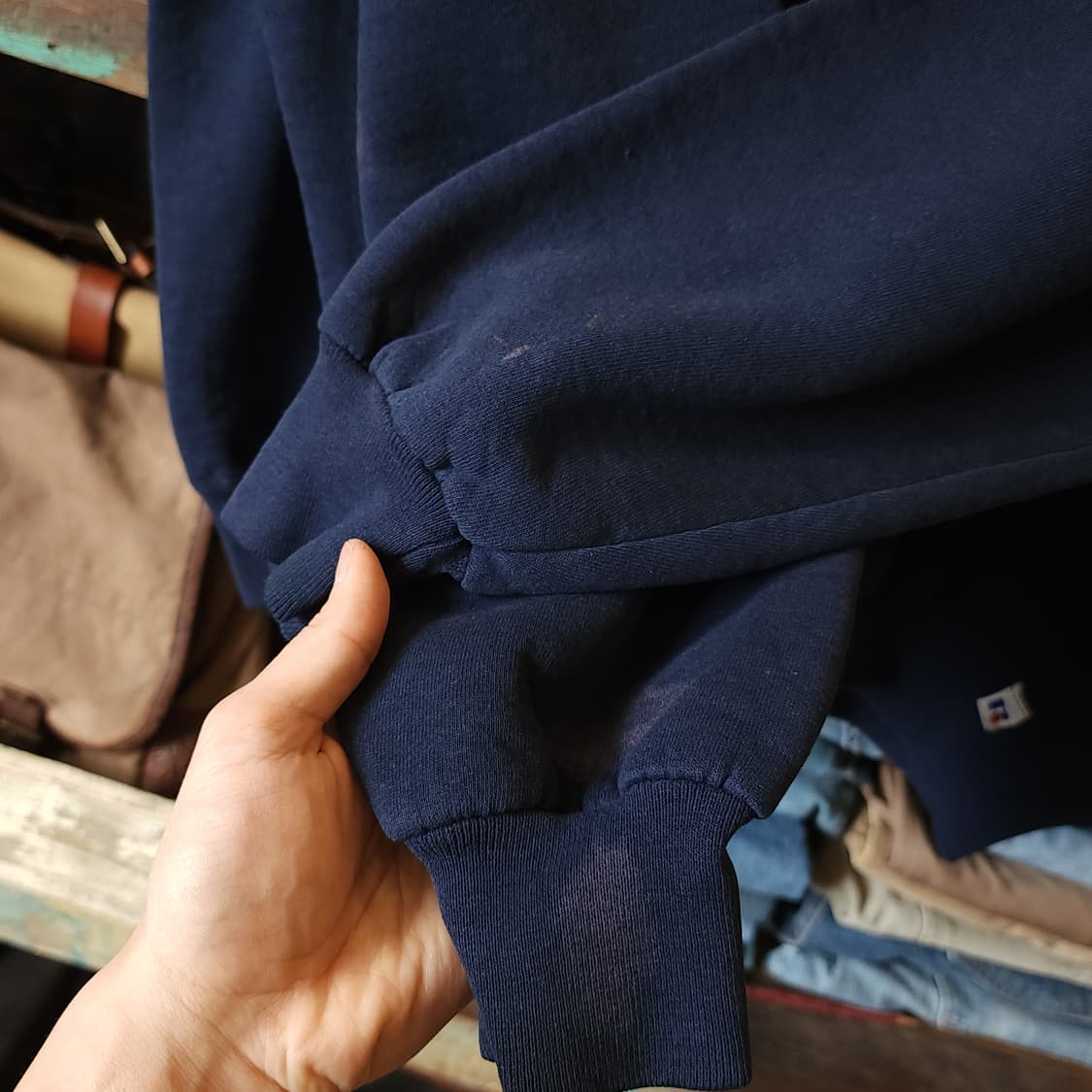 90s 러셀 맨투맨 스웻셔츠 미국 오리지널 빈티지 레터링 네이비 XXL 상품이미지9