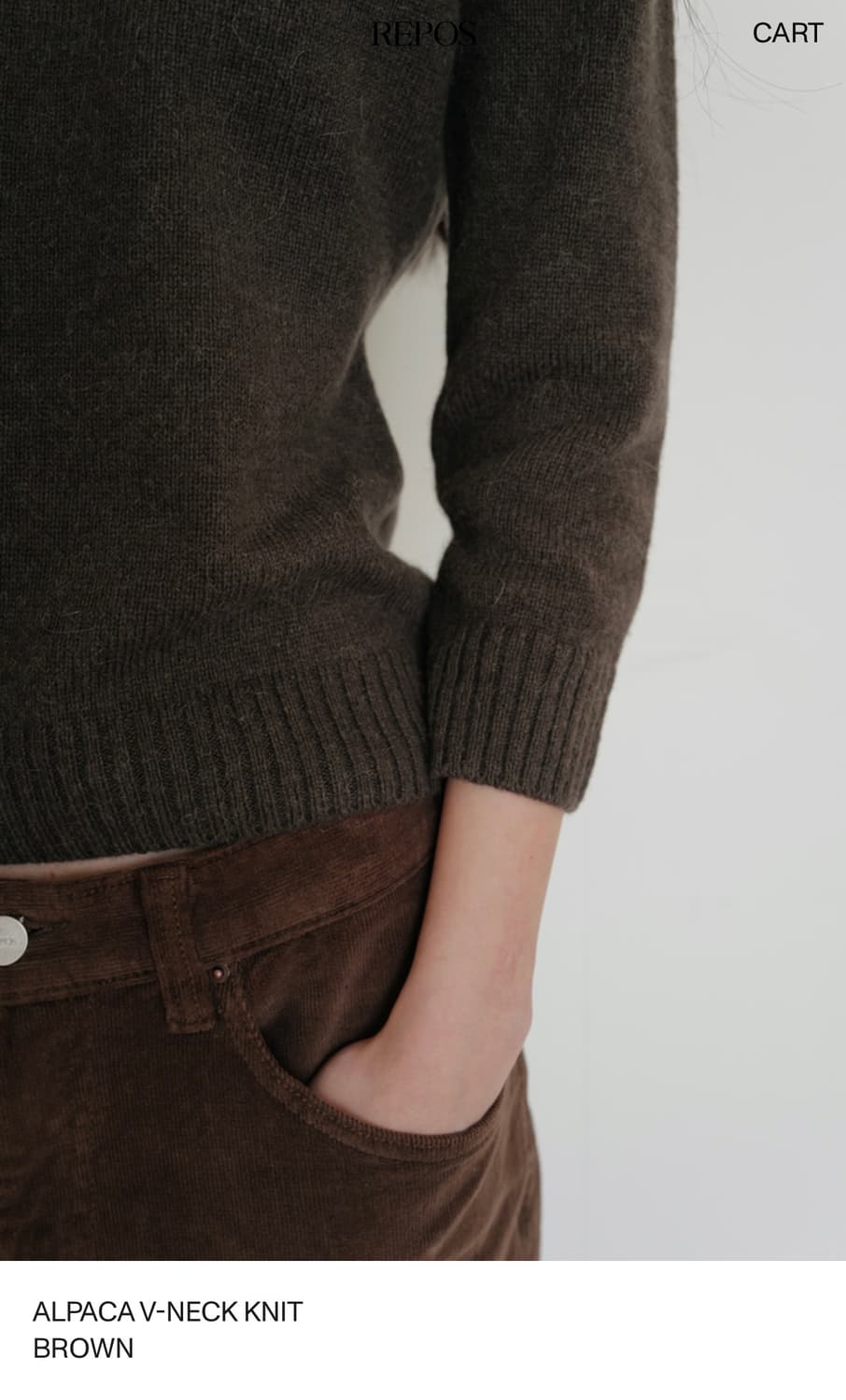 ALPACA V-NECK KNIT BROWN (M사이즈) 상품이미지6