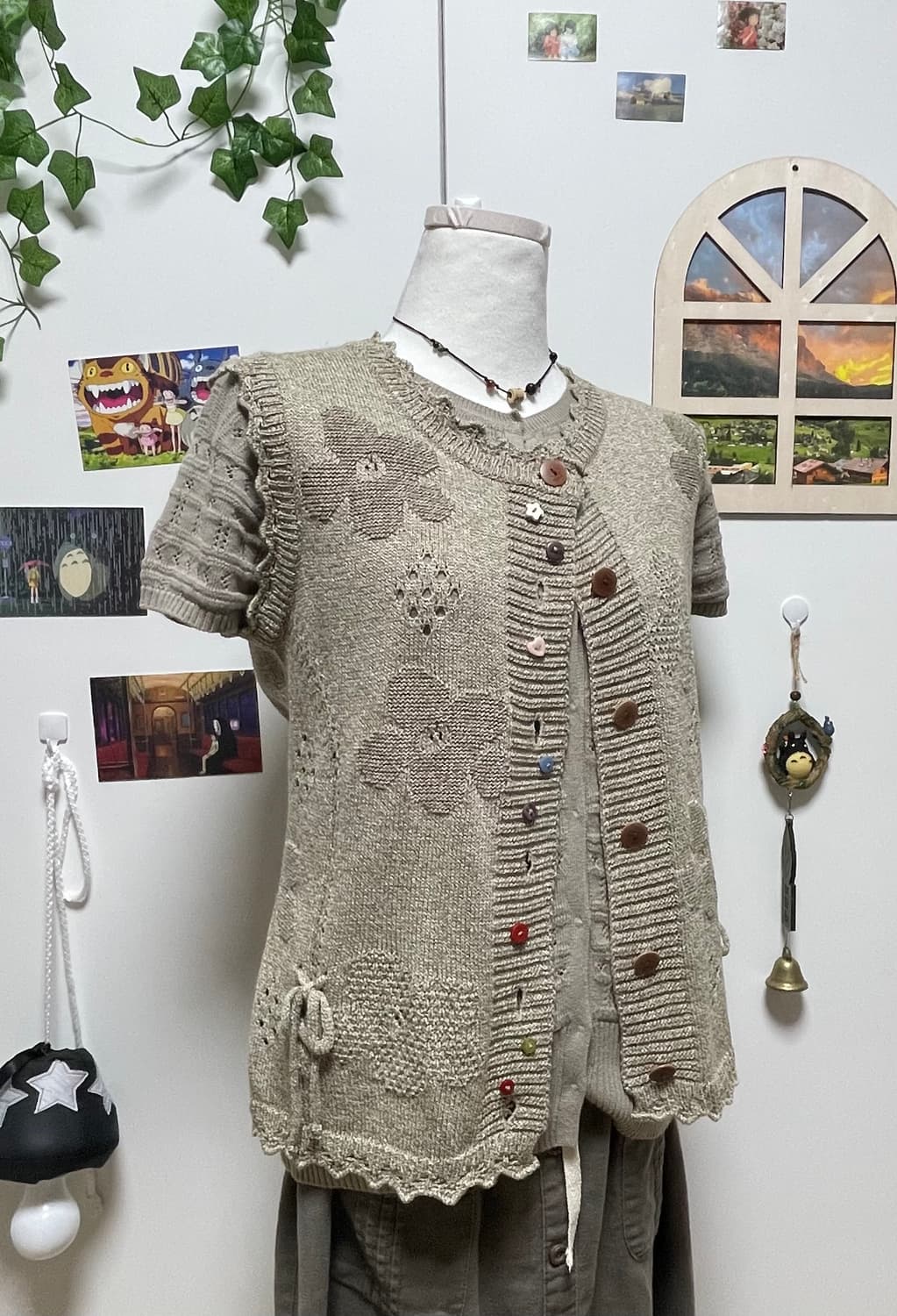 모리걸 베이지+카키 펀칭상의세트 상품이미지2