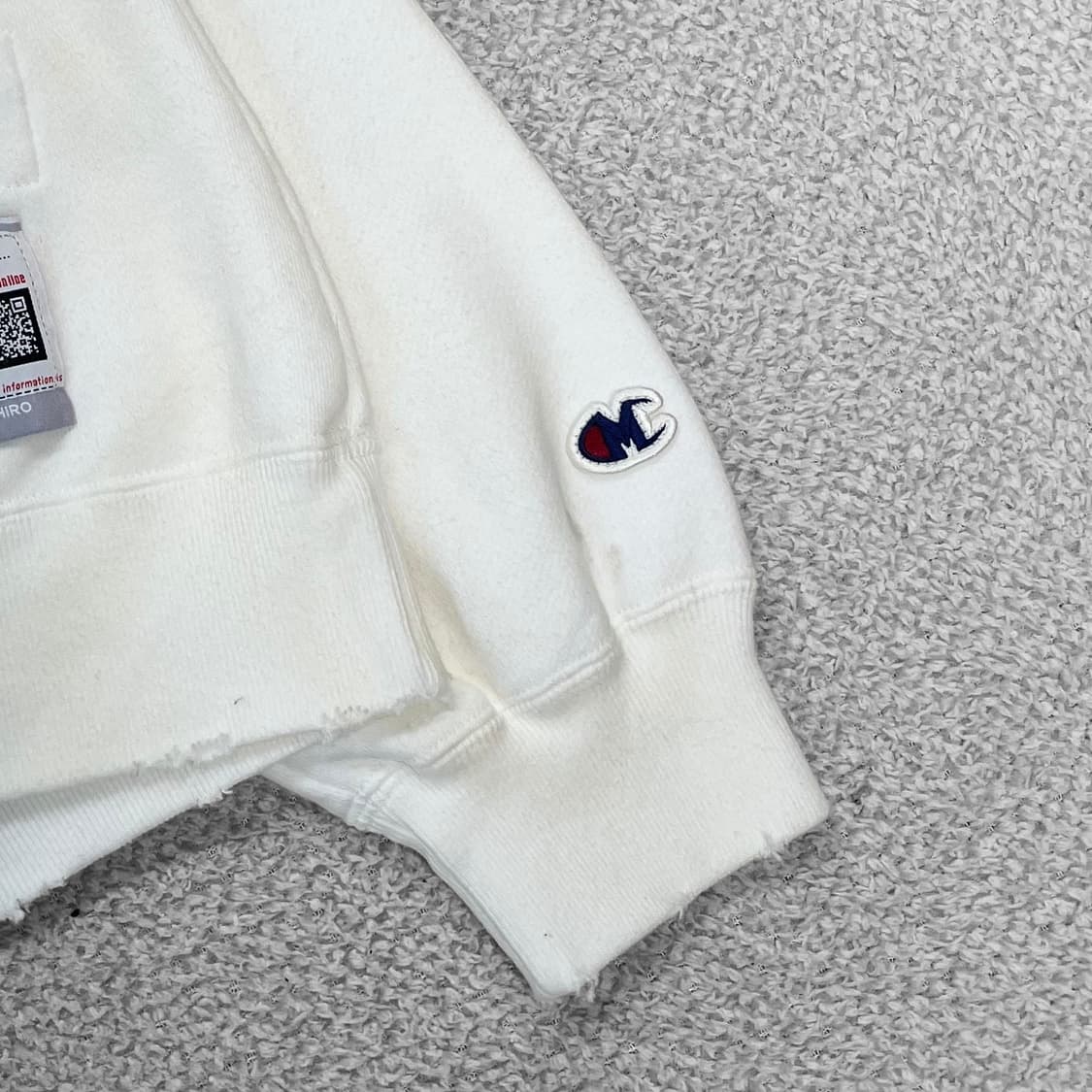 미하라야스히로 챔피온 베어 그래픽 프린트 디스트레스 후드티  상품이미지4