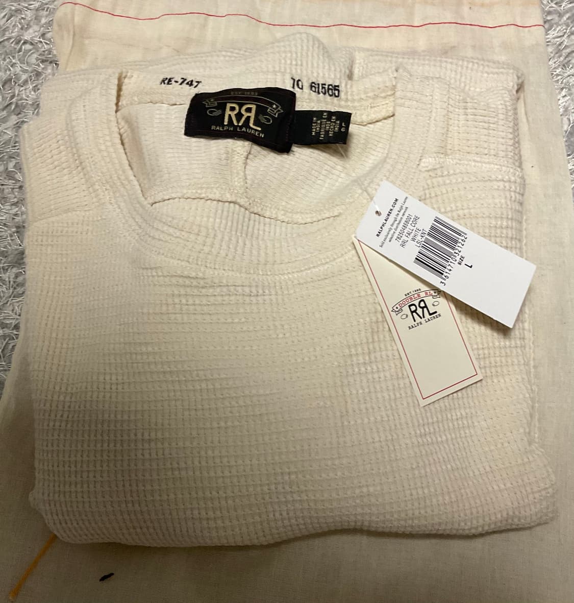 RRL 더블알엘 와플 텍스처 크루넥 화이트 L 상품이미지2