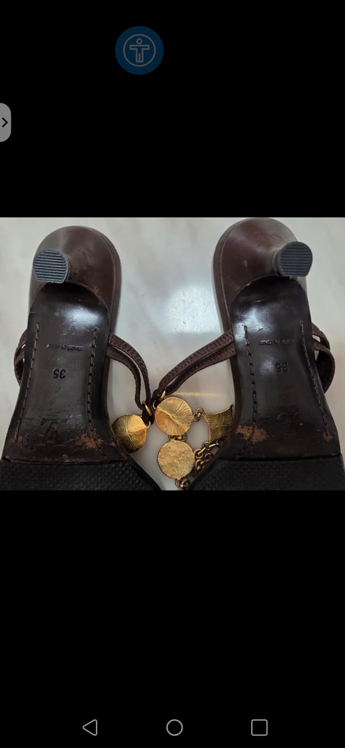 특가세일!(정품)루이비통 모노그램 콰트레포일 골드메탈체인 가죽 뮬 샌들 상품이미지9