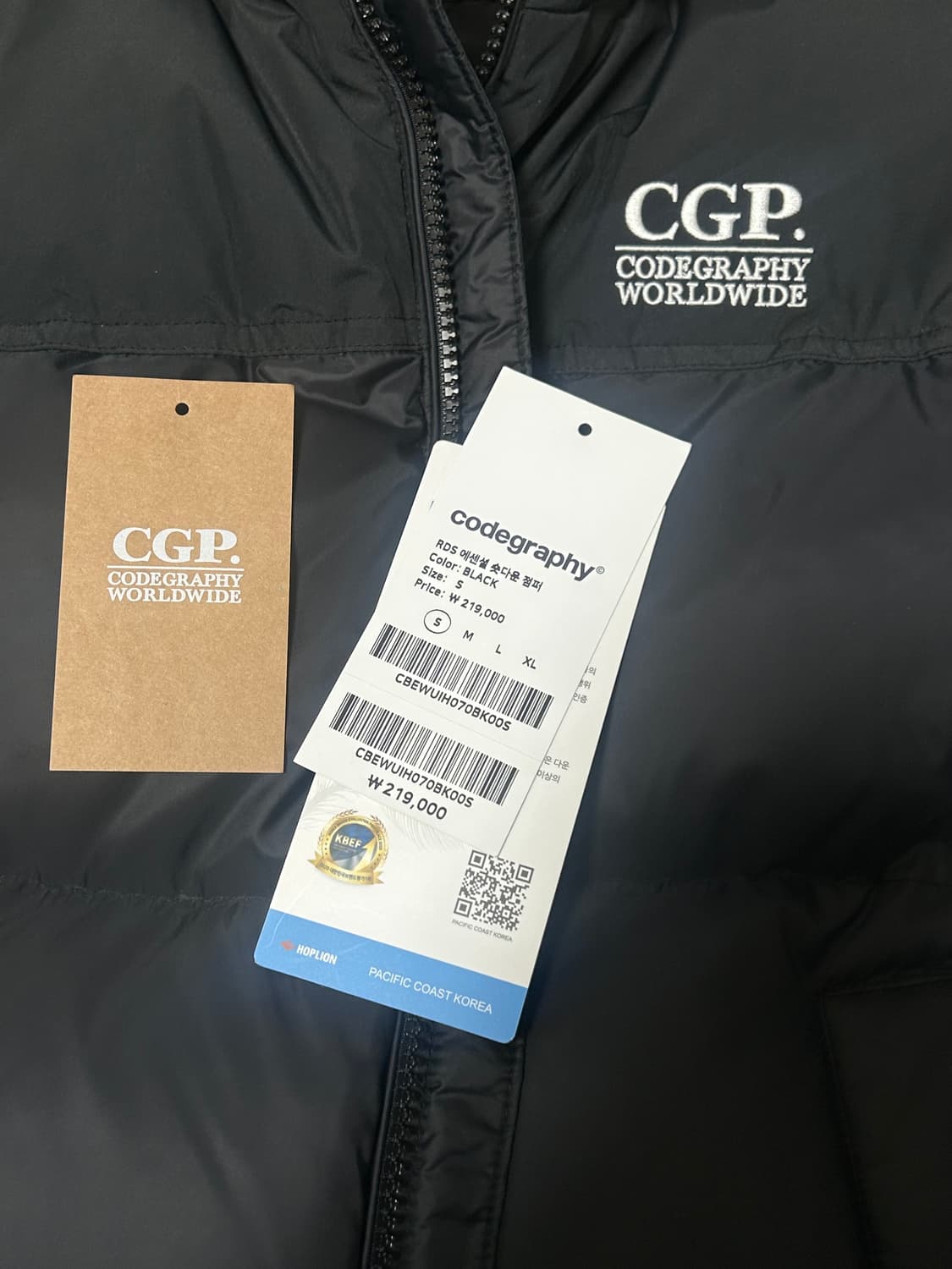 코드그라피 RDS 에센셜 숏다운 패딩 블랙 상품이미지3