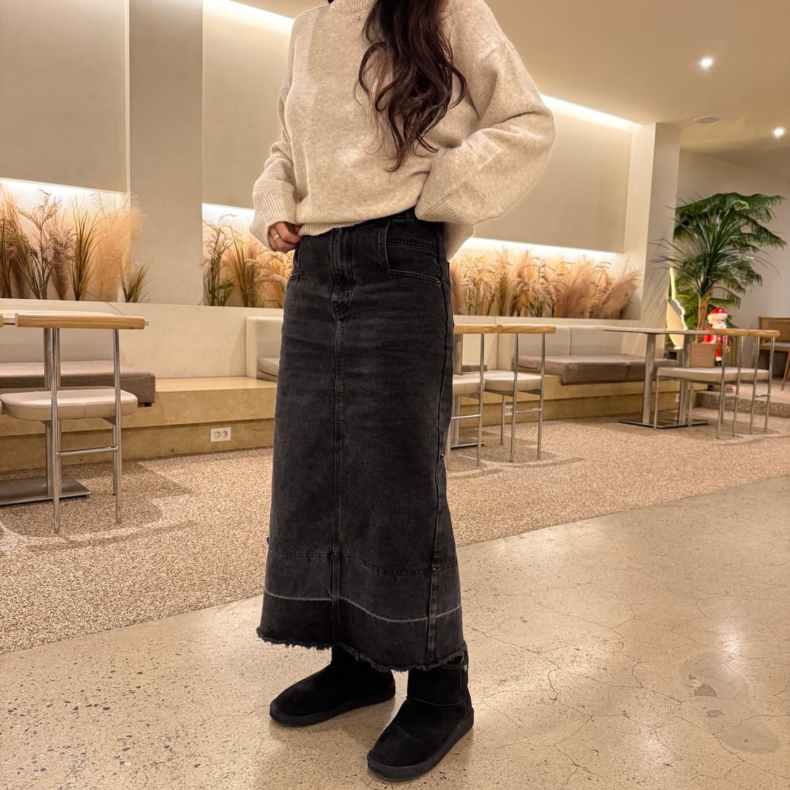 더일마 빈티지 흑청 데님폴더스커트 상품이미지1