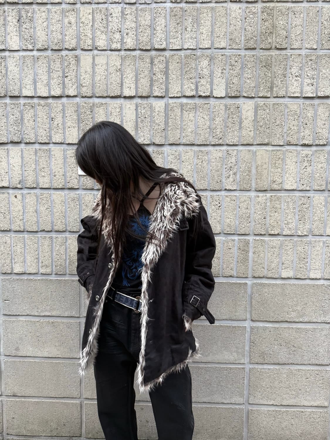 블랙 퍼 디테일 자켓 상품이미지4