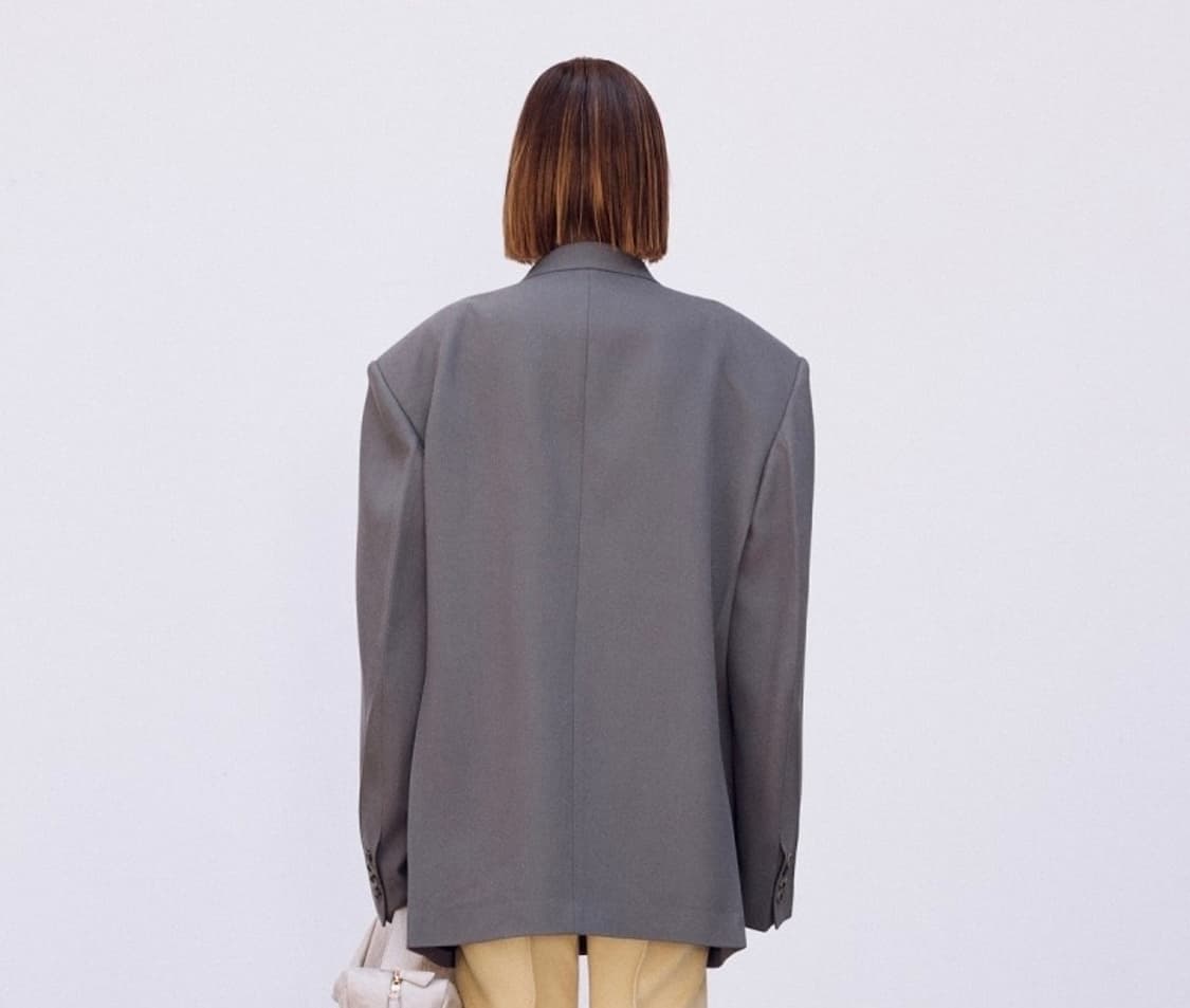 [S] 렉토 그루브 오버사이즈 테일러드 블레이저 자켓 그레이 상품이미지3