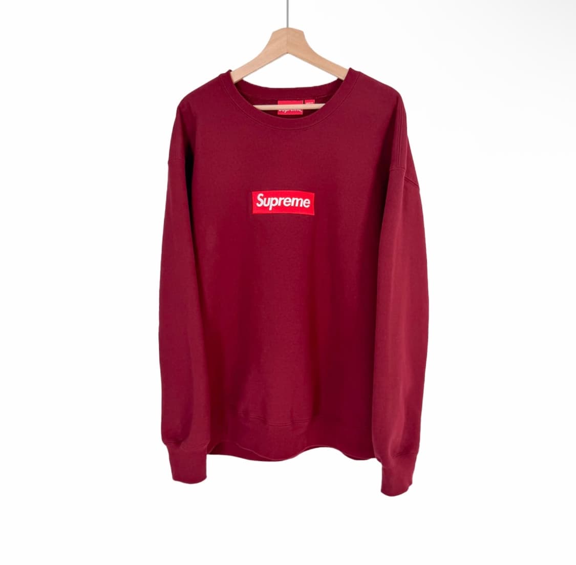 [XL] 슈프림 박스로고 크루넥 스웨트 셔츠 맨투맨 티셔츠 카디널 버건디 상품이미지1