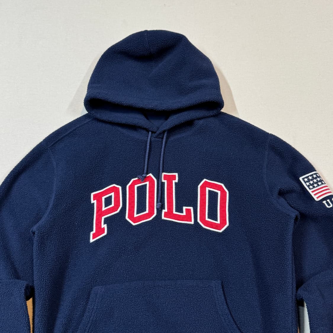 S) 폴로 랄프로렌 스펠로고 플리스 후드티 네이비 상품이미지3