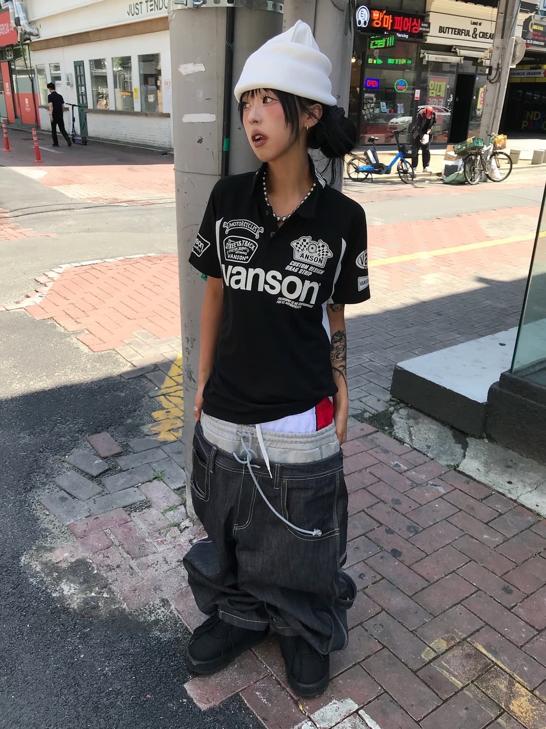 < Vanson Leathers Patch Logo PK T-shirt  상품이미지1