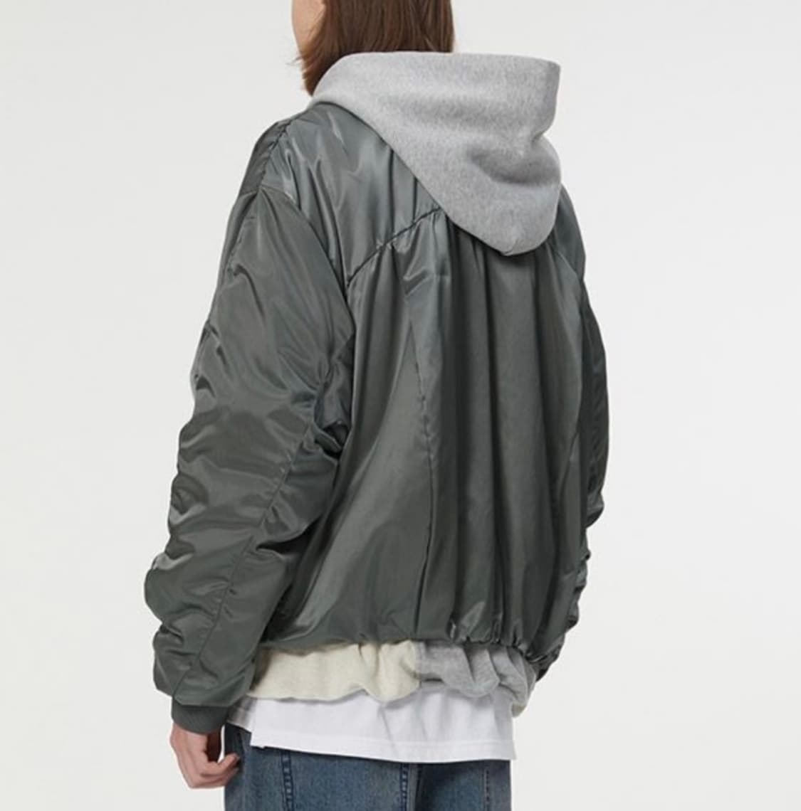 새상품)일꼬르소xOAM팩토리 셔링 MA-1 패딩점퍼 건메탈 상품이미지8