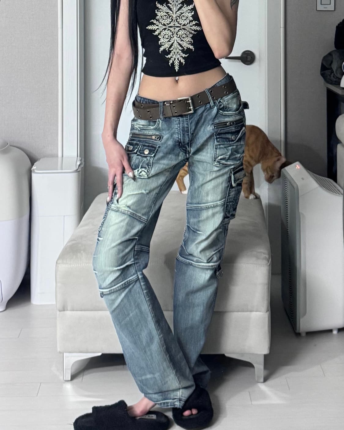 ༒ Pocket detail wide denim 상품이미지1