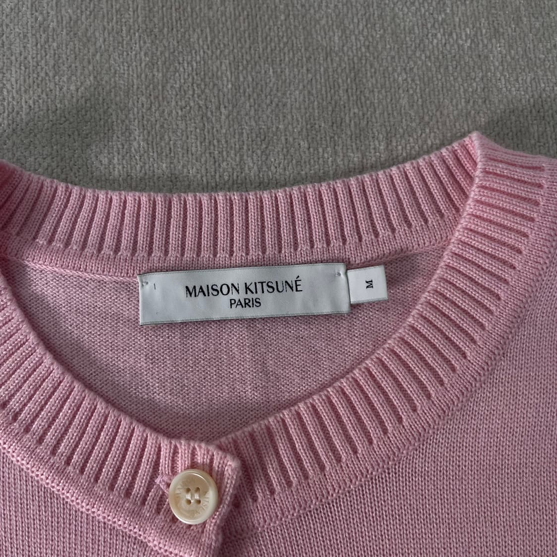 W 95 메종키츠네 핑크 메리노 울 폭스패치 가디건 상품이미지4