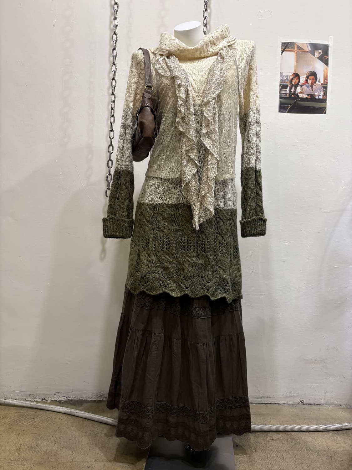 axes femme 엑시즈팜 베이지 카키 말차 롱 니트 모리 상품이미지5