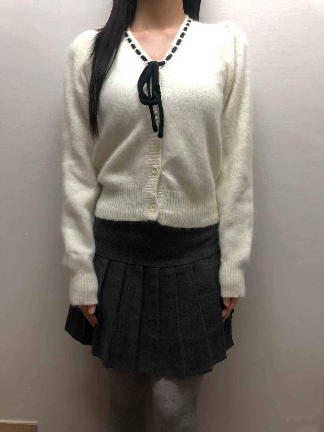 빈티지 화이트 리본 가디건 상품이미지2