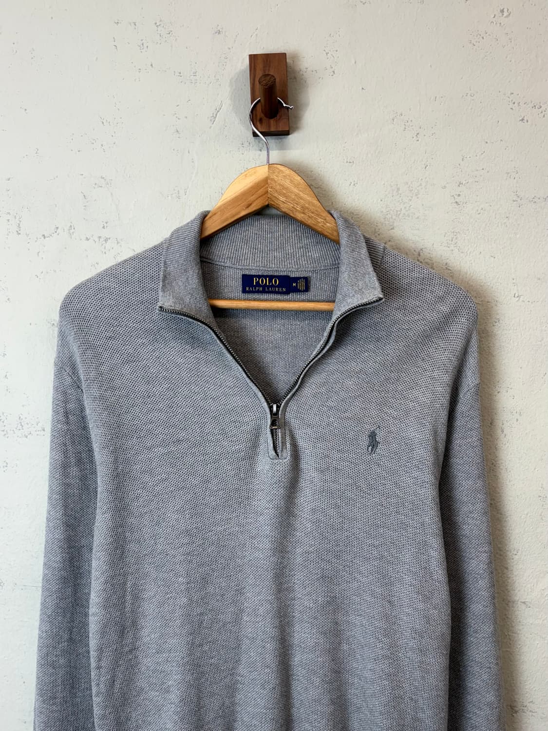 폴로랄프로렌 빈티지 그레이 코튼 니트 반집업 상품이미지4