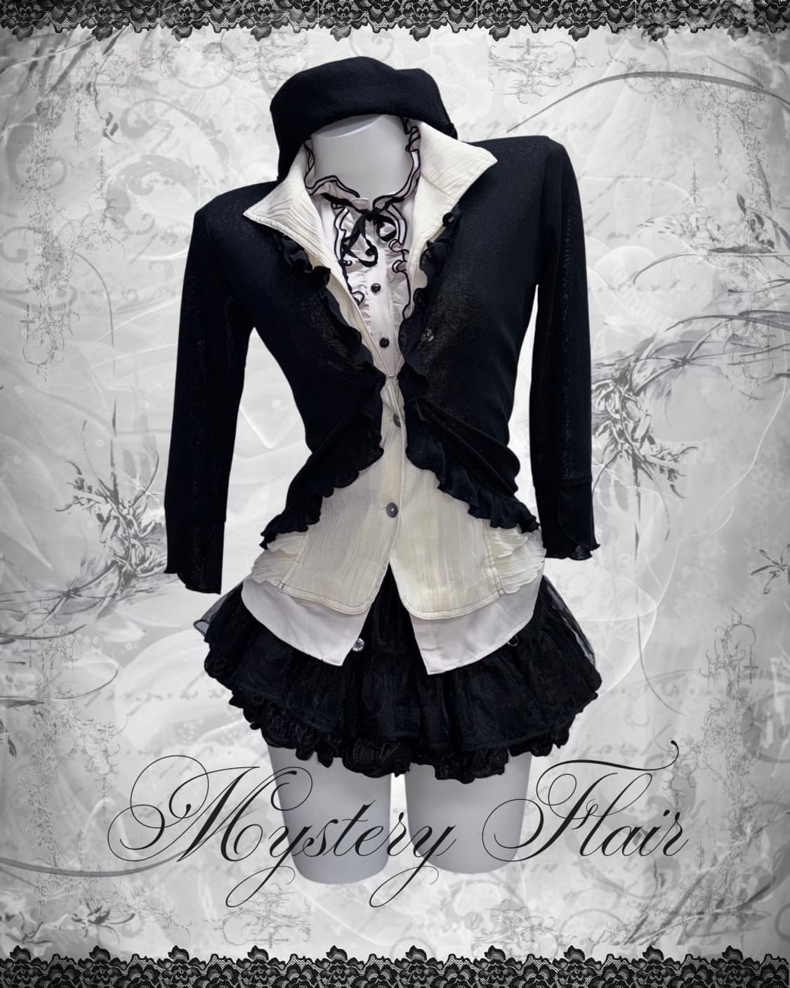 공겜여주 베스트 코디 3pcs 프릴 탑, 러블리, 로맨틱 고스 상품이미지1