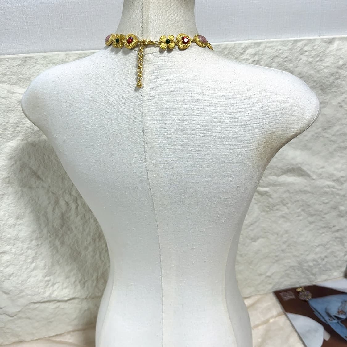 빈티지 미국 마테 골드톤 중세 플라워 오리엔탈 카메오 목걸이 상품이미지3