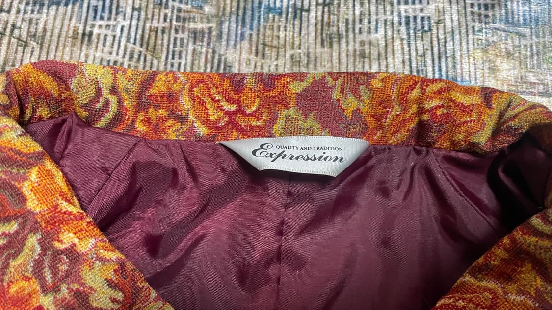 JPN 90s~00s 빈티지 Expression 패턴카라 버건디 자켓 L 상품이미지7