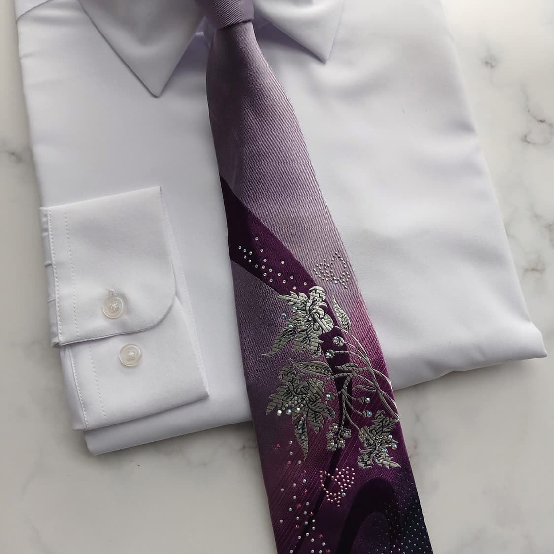 밀라숀 퍼플 플라워 자카드 넥타이 8.4cm B등급 A18578
 상품이미지5