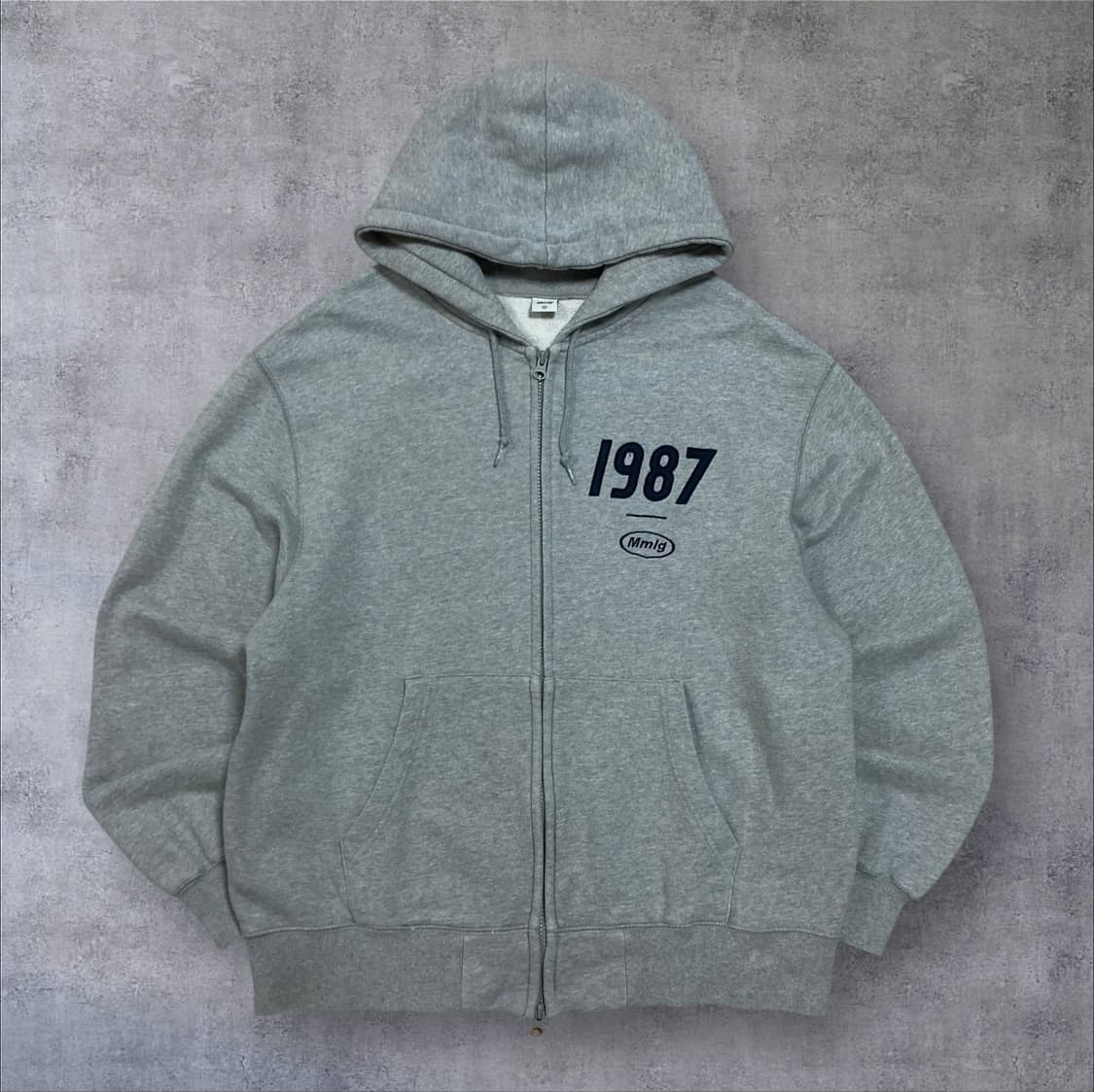 Mmlg 1987 스몰 로고 그레이 후드 집업 상품이미지1