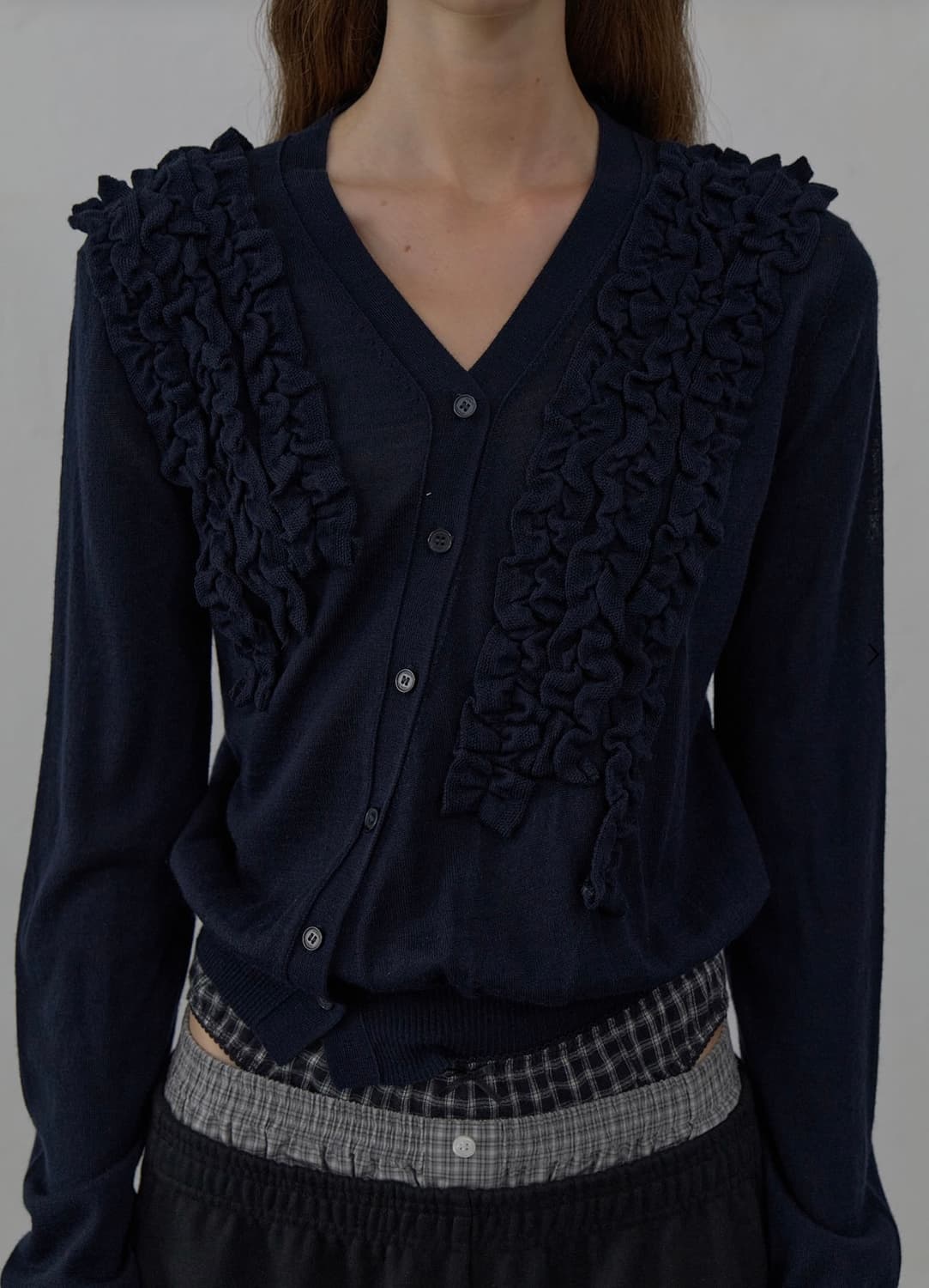 [LCDC] ASYMMETRIC FRILL CARDIGAN (NAVY) 상품이미지5