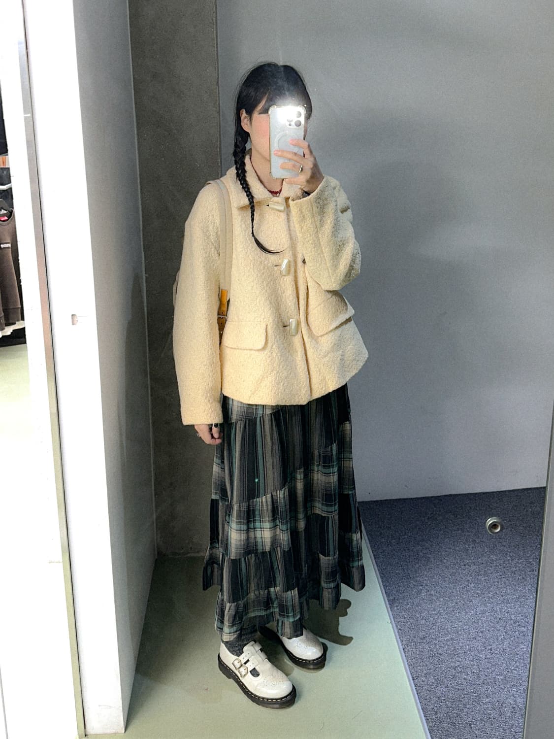 cream tweed half coat 상품이미지3