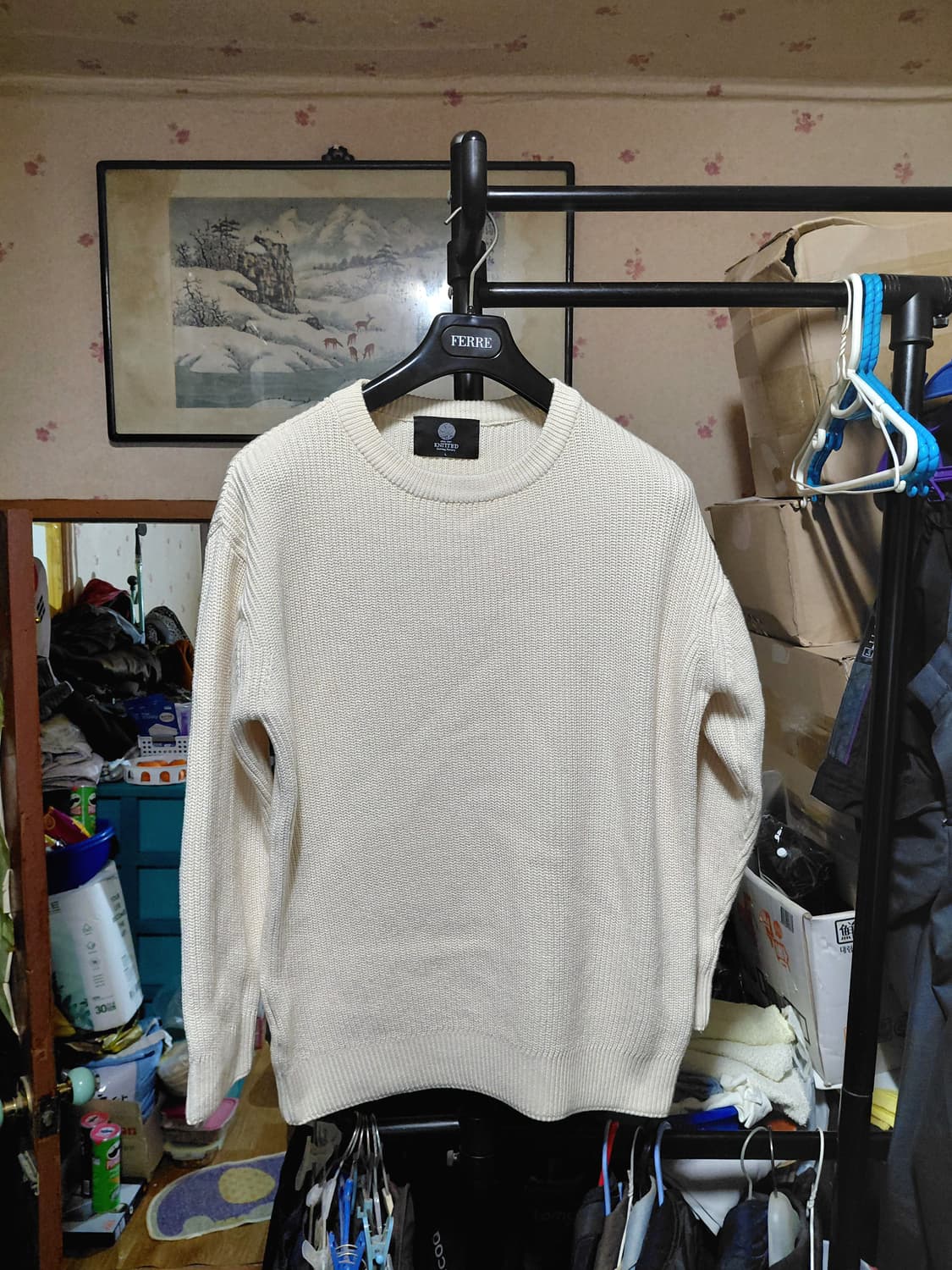 [니티드]면 골지 라운드넥 니트 L사이즈 상품이미지1