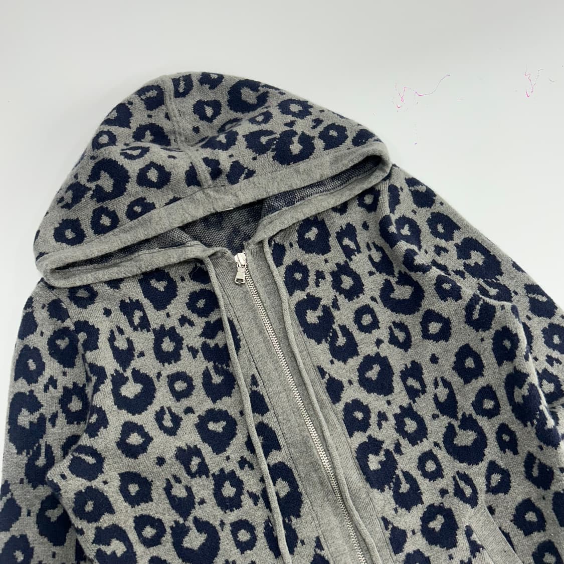 Gap 갭 블루 레오파드 그레이 니트 후드집업 상품이미지4