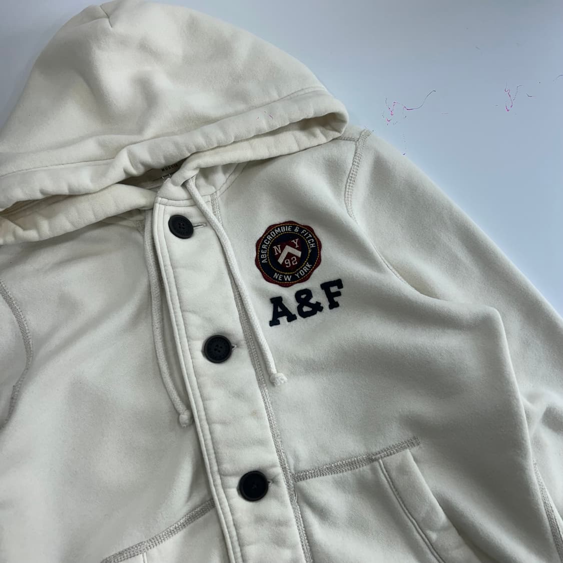 Abercrombie 아베크롬비 버튼업 아이보리 후드집업 상품이미지4