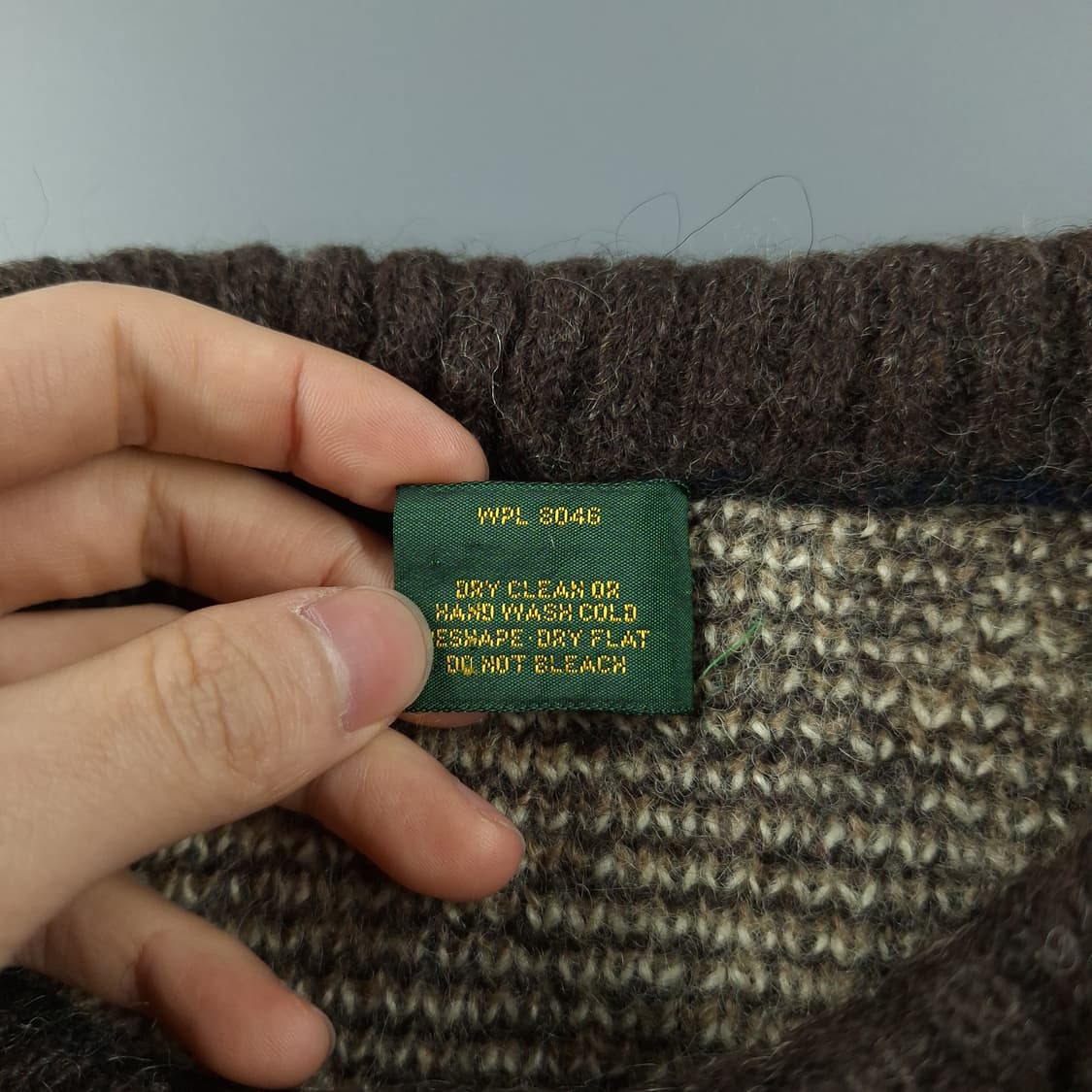 빈티지 브라운 베이지 멀티컬러 에스닉 패턴 퓨어울100 라운드넥 니트 상품이미지7