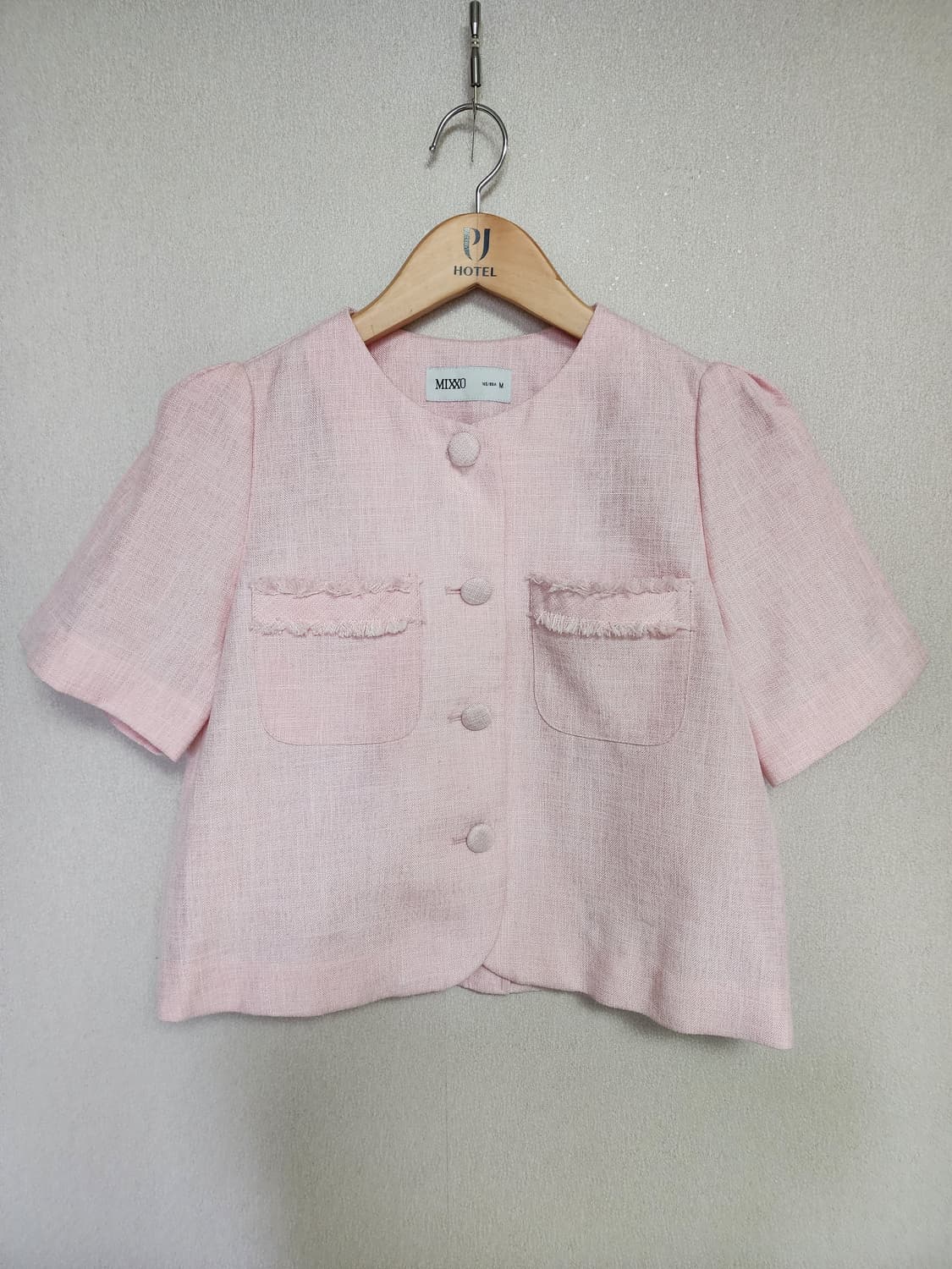 MIXXO 믹쏘 핑크 트위드 반팔 자켓 상품이미지1