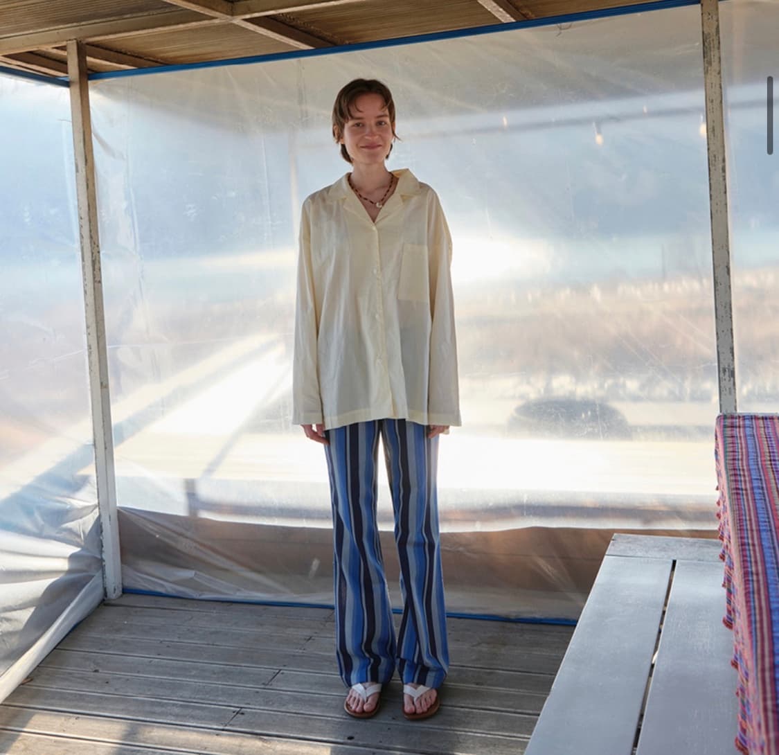 엔조 블루스 스트라이프 밴딩 부츠컷 팬츠 (Blue) 스트라이프팬츠 상품이미지4