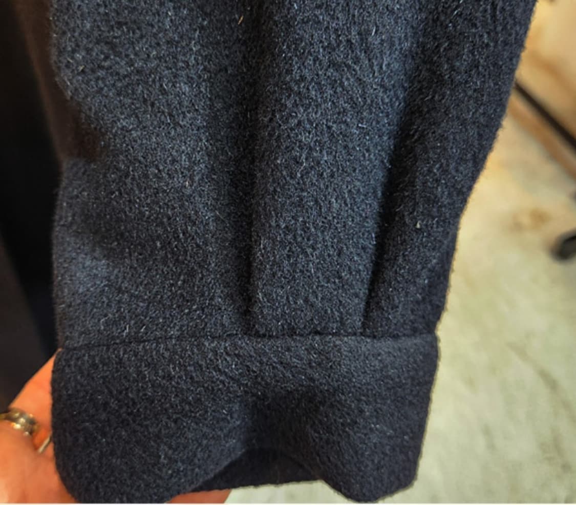 일본 도톰한 친칠라 울 블렌드 리얼 밍크 퍼 블랙 롱 빈티지 코트 상품이미지6