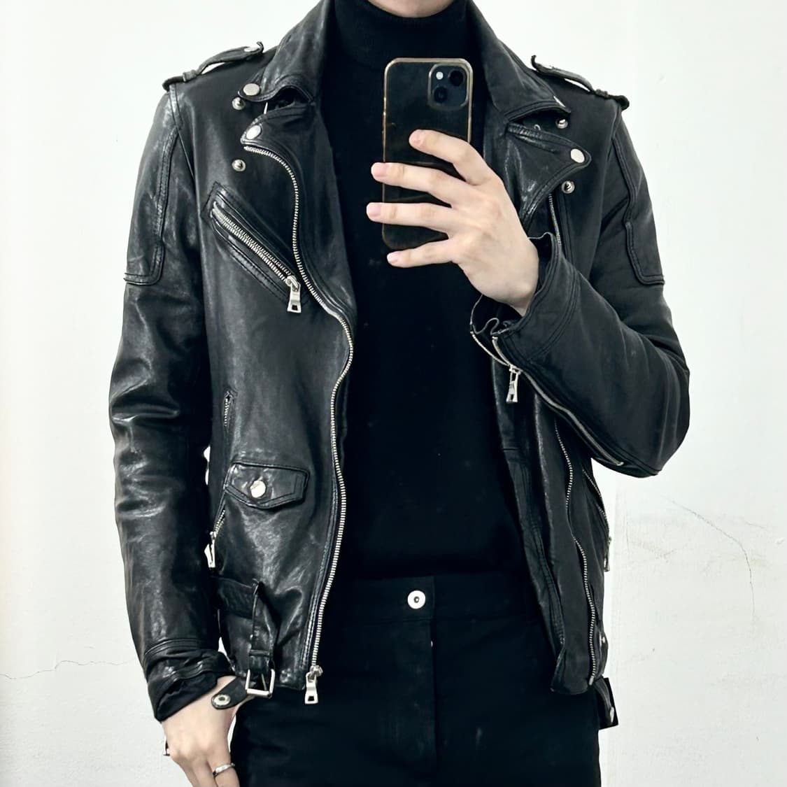 이태리제 롱스트랩 양가죽 라이더 자켓 상품이미지2