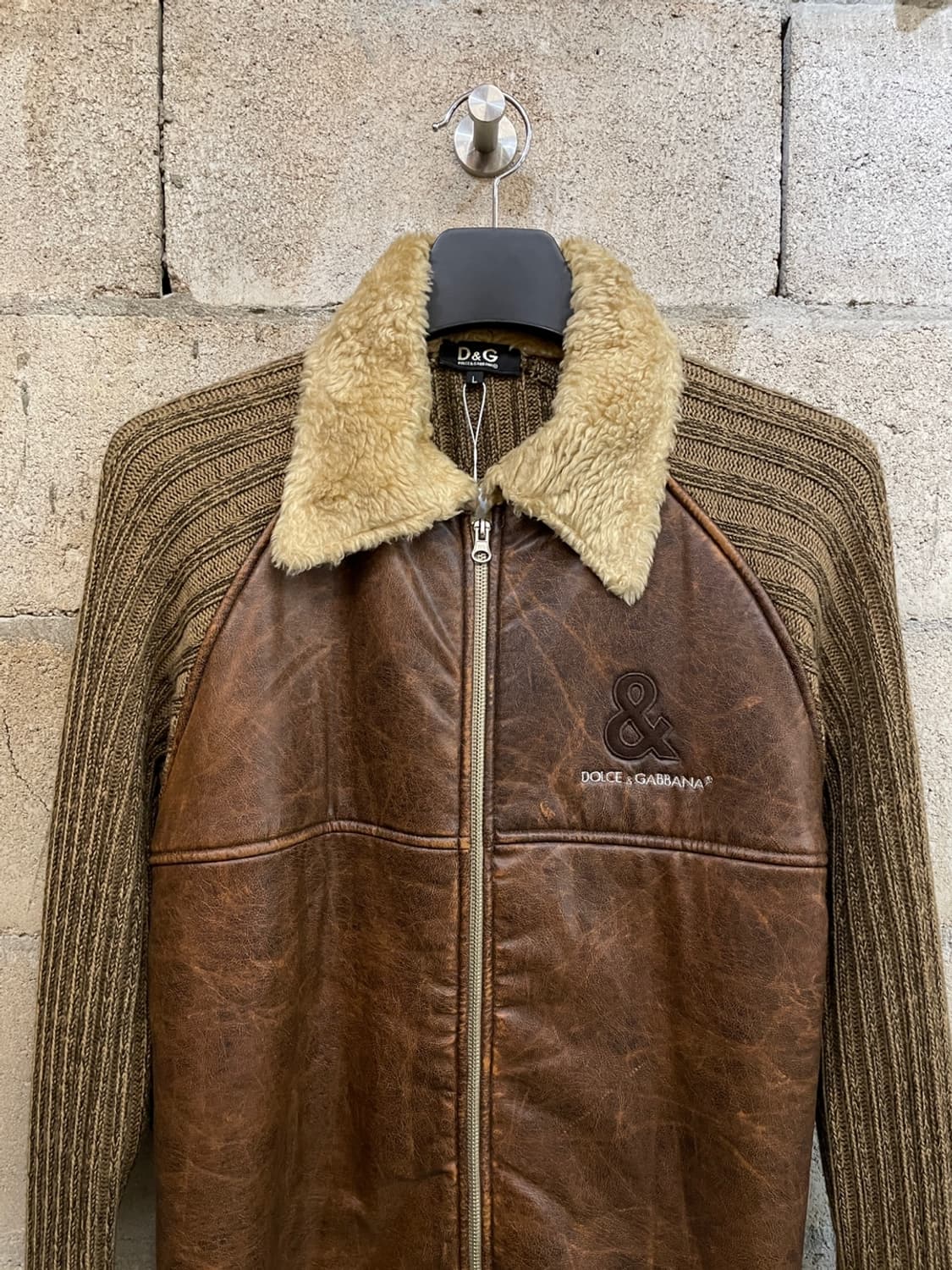 돌체앤가바나 시어링 레더 니트 집업 상품이미지2