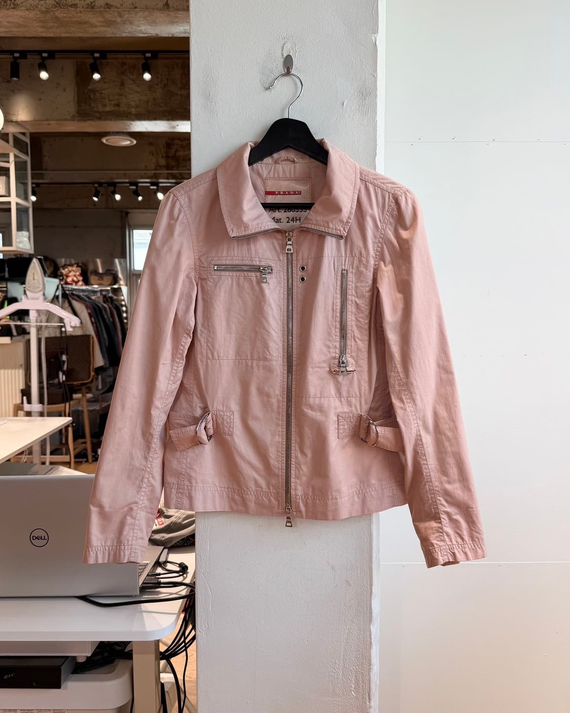 프라다 핑크 코튼 투웨이 자켓  상품이미지2