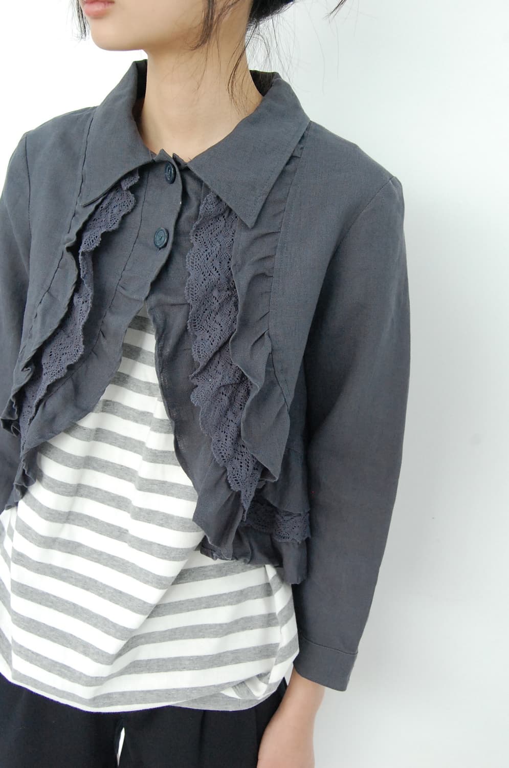 Linen frill jacket 상품이미지1
