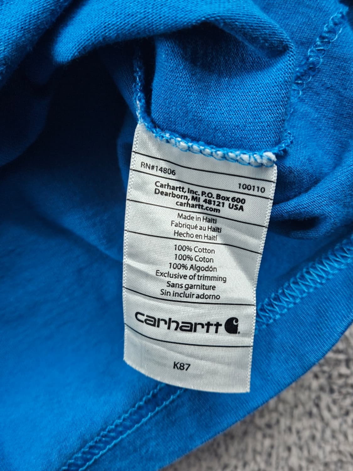 칼하트 체스트 워크 포켓 반팔 티셔츠 ( 2XL ) / 11509 상품이미지7