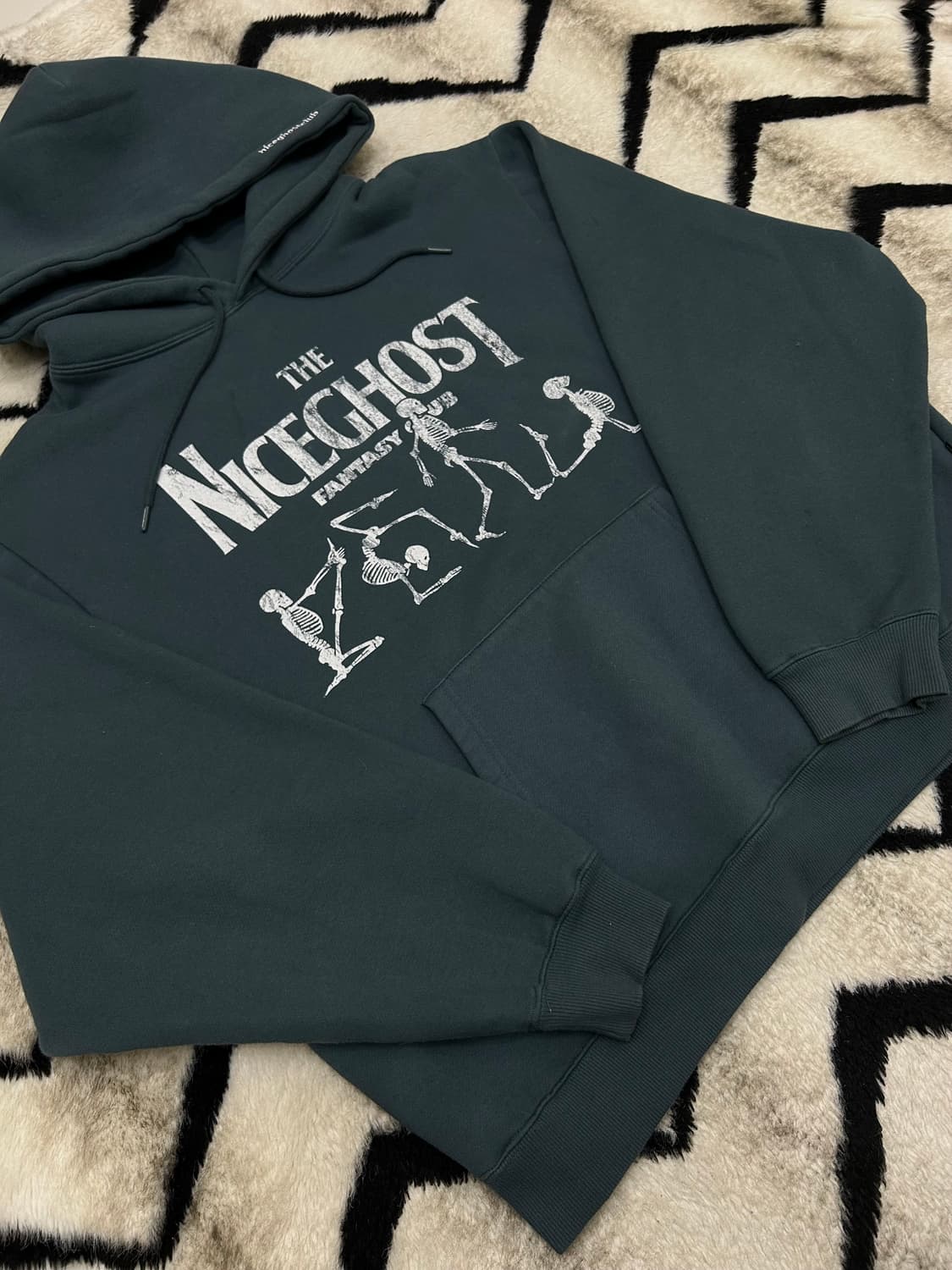 [M]나이키고스트클럽 오버핏 스켈레톤 후드/그린/기모 상품이미지2