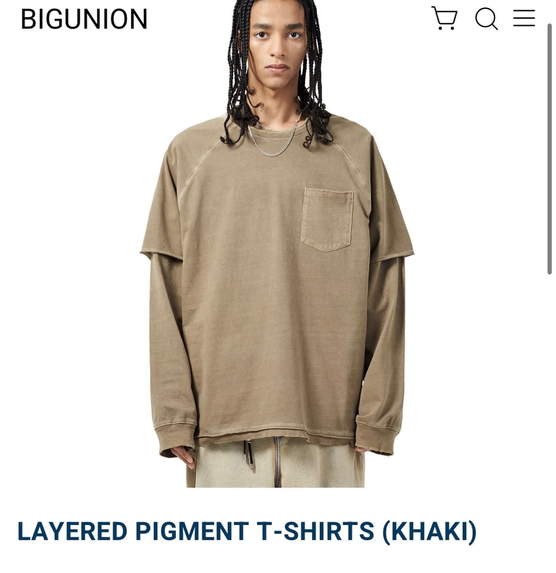 BIGUNION 레이어드 피그먼트 티셔츠 M 상품이미지1