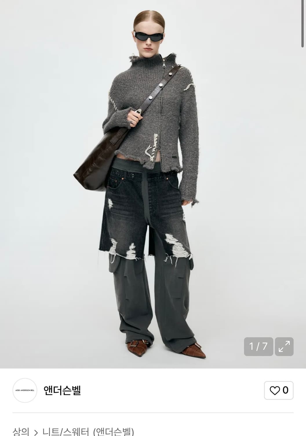 HARLOW DAMAGED KNIT JACKET atb1388w(GREY 상품이미지2