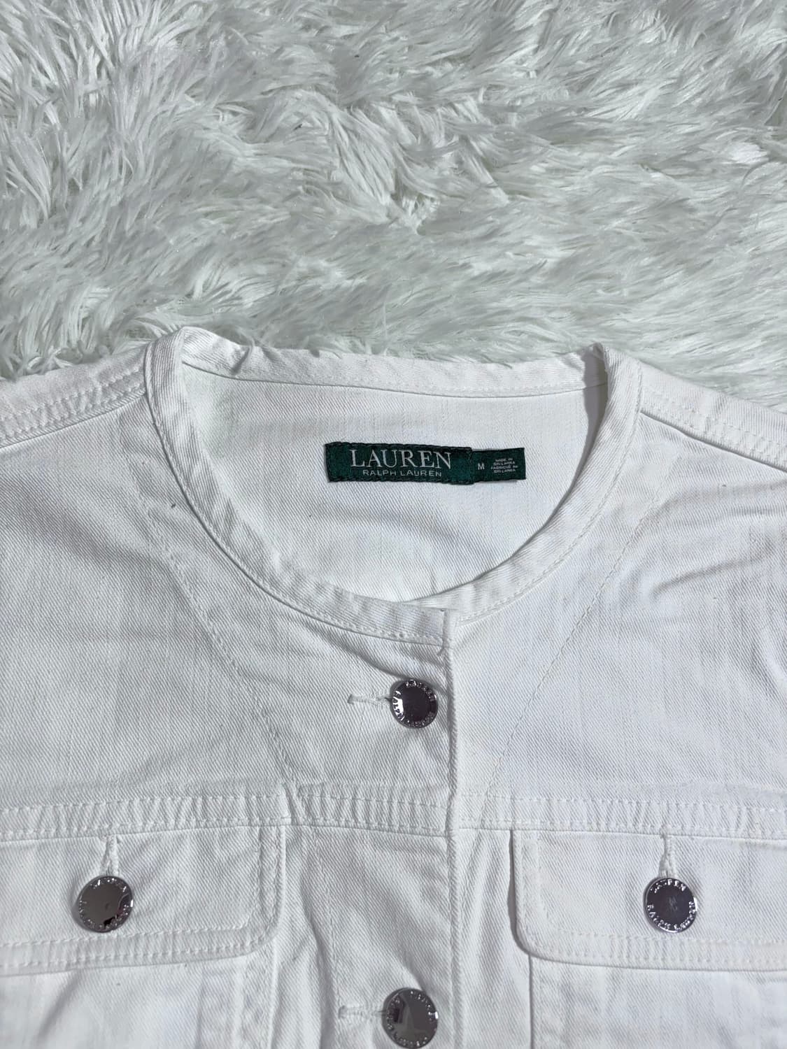 폴로 랄프로렌 화이트 논카라 데님 자켓  상품이미지5