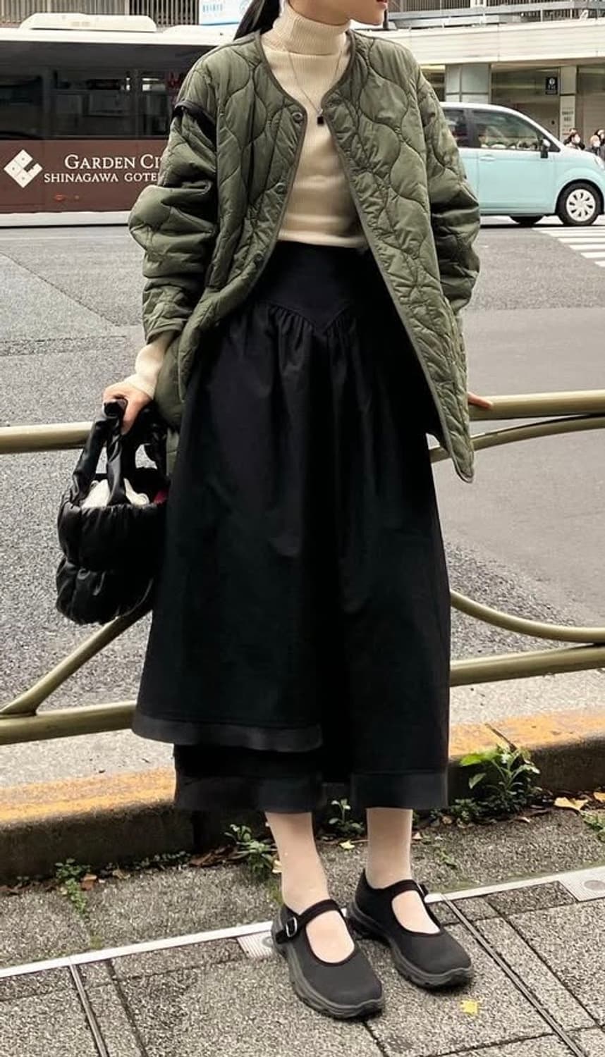 레이 빔즈 퀼팅 노카라 자켓 상품이미지1