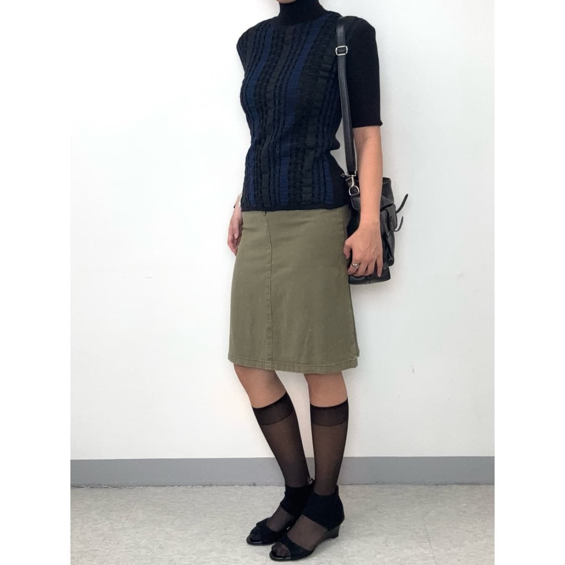 빈티지 카키 미디 스커트 상품이미지2