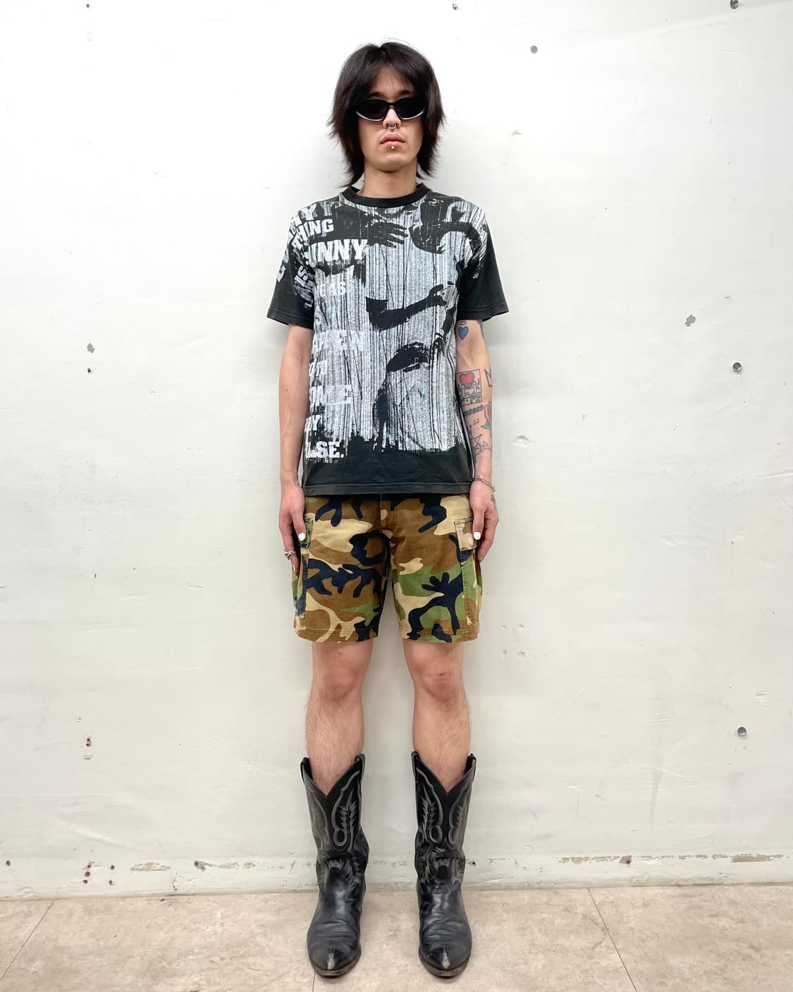 White Printed Activity Black T-Shirt  상품이미지4