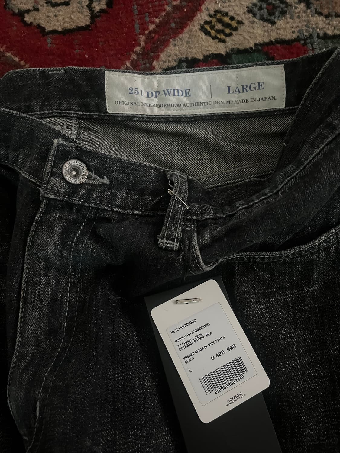 네이버후드 워시드 데님 DP 와이드 팬츠 블랙 상품이미지3