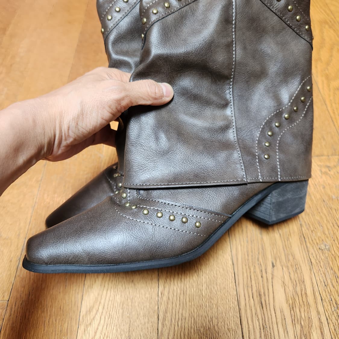 빈티지 카우보이무드🤠 스터드 브라운 웨스턴 부츠 (40)
 상품이미지5